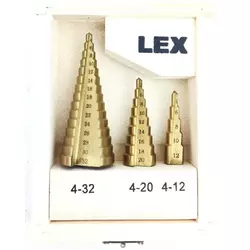 Набор ступенчатых сверл LEX от 4 до 32 мм 4-32 4-20 4-12 стильном деревянном ящике
