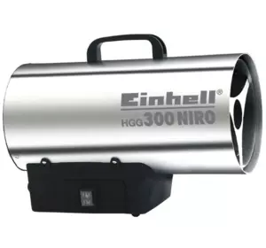 Потужний обігрівач газовий Einhell HGG 300 Niro : без АКБ, 30 кВт, тиск 1.5 бар, витрата повітря 1000 м3 / г (2330910)