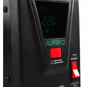 Стабілізатор напруги релейний APRO AVR-1000 : 800 Вт, релейний, Led-дисплей, вага 2.6 кг