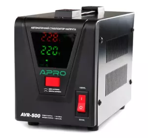 Стабілізатор напруги релейний APRO AVR-500 : 400 Вт, релейний, Led-дисплей, вага 2.15 кг