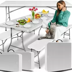 Раскладной набор садовой мебели Gordon стол + 2 лавы : 180см (белый)