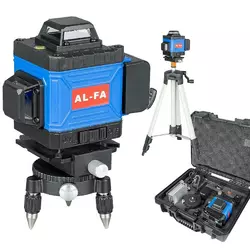 Профессиональный лазерный уровень 4D, 12 линий, кейс, штатив AL-FA ALNL-4DG нивелир