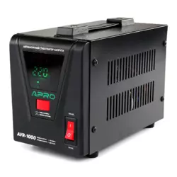 Стабилизатор напряжения релейный APRO AVR-1000 : 800 Вт, релейный, Led-дисплей, вес 2.6 кг