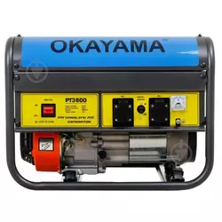 Мощный бензиновый генератор (электрогенератор) OKAYAMA PT-3800: 3.2/3.5 кВт, 1 фаза, 4-тактный