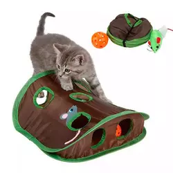 Интерактивная игрушка-туннель для кошек, 9 отверстий, 32x32см