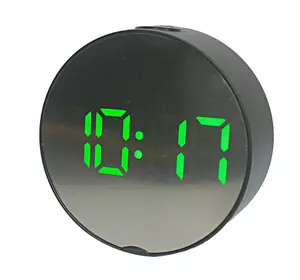 Часы зеркальные с зеленой подсветкой DT-6505 5427, черные