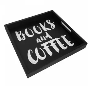 Деревянный поднос Books and Coffe