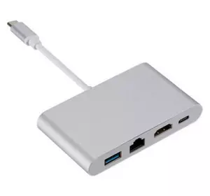 Концентратор Dynamode USB3.1 Type-C to 1хHDMI, 1хRJ-45, 1хUSB 3.0, 1хUSB Type-C Fe (Multiport USB 3.1 Type-C to HDMI-RJ45)