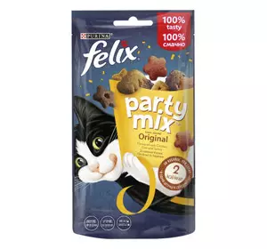 Лакомство для котов Purina Felix Party Mix Ориджинал Микс с курицей, печенью и индейкой 60 г (7613287631459)