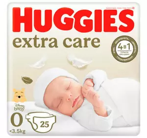 Подгузники Huggies Extra Care 0 (< 3,5 кг) 25шт (5029053548647)