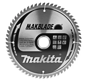 Диск пильный Makita MAKBlade 216x30 60T : диск 216 мм, кол-во зубьев 60 (B-09058)