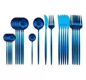 Набор столовых приборов 24 предмета, нержавеющая сталь, синий