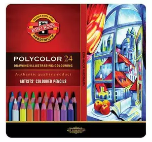 Карандаши цветные Koh-i-Noor Polycolor художественные металл. пенал 24 цветов (3824024002PL)