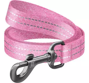 Поводок для собак WAUDOG Re-cotton светоотражающий L-XXL Ш 25 мм Д 150 см розовый (40167)