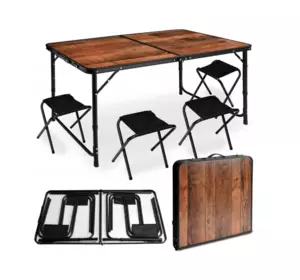 Раскладной стол для пикника + 4 стульчика : 120x 60 см