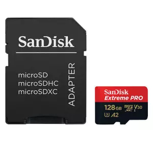Карта памяти SanDisk 128 GB microSDXC UHS-I U3 Extreme Pro+SD Adapter (SDSQXCD-128G-GN6MA)