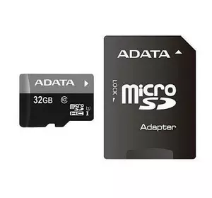 Карта памяти ADATA 32Gb microSDHC Ultra UHS-I +SD адаптер Class 10 (AUSDH32GUICL10-RA1)