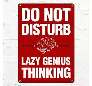 Табличка интерьерная металлическая Do not disturb Lazy genius thinking