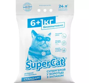 Наполнитель для туалета Super Cat Стандарт Деревянный впитывающий 6+1 кг (12 л) (5995)