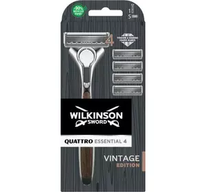 Бритва Wilkinson Sword Quattro Vintage Edition для мужчин с 4 картриджами (4027800205301)
