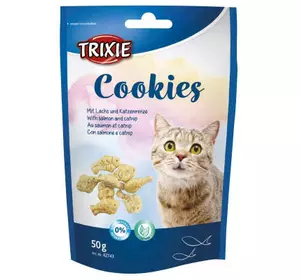 Лакомство для котов Trixie Cookies с лососем и кошачьей мятой 50 г (4011905427430)