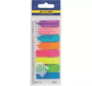 Стикер-закладка Buromax Plastic bookmarks 45x12mm, 8*25шт, neon (BM.2307-98)
