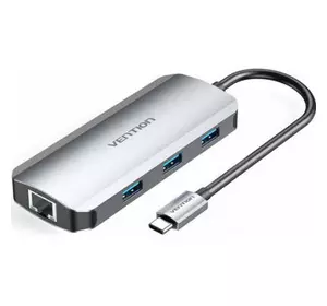 Концентратор Vention USB3.1 Type-C --> HDMI/USB 3.0x3/RJ45/PD 100W Hub 6-in-1 (TOHHB)