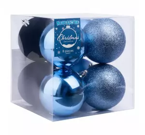 Елочная игрушка Novogod`ko 8 шт, 8 см, голубой (974792)