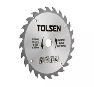Диск Tolsen пильный с ТВС напайками по дереву 235х60Т*30мм (76451)