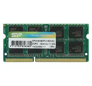 Модуль памяти для ноутбука SoDIMM DDR3 8GB 1600 MHz Silicon Power (SP008GBSTU160N02)