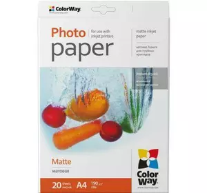 Фотобумага ColorWay A4 190г matte 20ст. (PM190020A4)