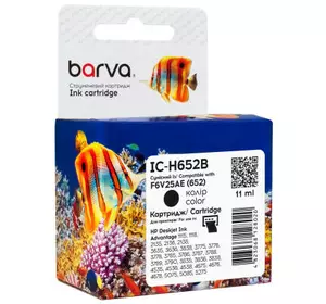Картридж Barva HP 652 black/F6V25AE, 11 мл (IC-H652B)