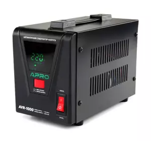 Стабилизатор напряжения релейный APRO AVR-1000 : 800 Вт, релейный, Led-дисплей, вес 2.6 кг