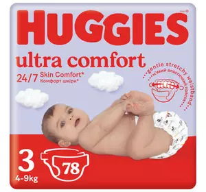 Подгузники Huggies Ultra Comfort 3 (4-9 кг) Mega 78 шт (5029053548760)