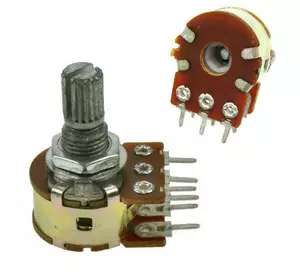 Резистор переменный, потенциометр WH148 B10K линейный 15мм 10кОм стерео