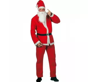 Карнавальный костюм Деда Мороза велюр красный шапка костюм и борода