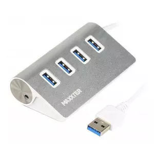 Концентратор Maxxter USB 3.0 Type-A 4 ports silver (HU3A-4P-01)