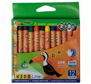 Карандаши цветные ZiBi Kids line восковые, 12 цветов (ZB.2481)