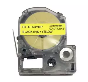 Лента для принтера этикеток UKRMARK RL-E-K4YBP-BK/YE, аналог LK4YBP. 12 мм х 9 м (CELK4YBP)