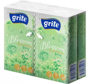 Салфетки косметические Grite Blossom Camomile & Lime 3 слоя 10 шт х 4 пачки (4770023349085)