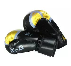 Перчатки боксерские размер 12Oz, запястье ширина от 8.5 длина 22см, черно-золотые