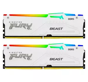 Модуль памяти для компьютера DDR5 64GB (2x32GB) 5600 MHz FURY Beast White RGB Kingston Fury (ex.HyperX) (KF556C40BWAK2-64)