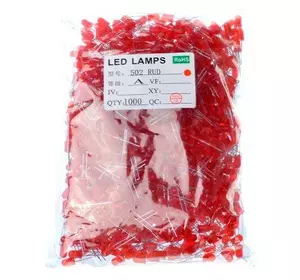 1000x LED светодиод 5мм 1.8-2В 20мА, красный