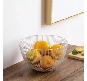 Корзина настольная миска для фруктов металлическая белая