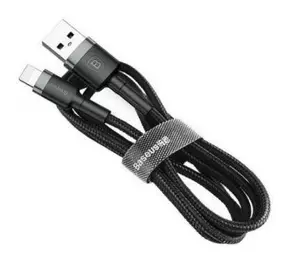 Дата кабель USB 2.0 AM to Lightning 1.0m Cafule 2.4A gray+black Baseus (CALKLF-BG1)
