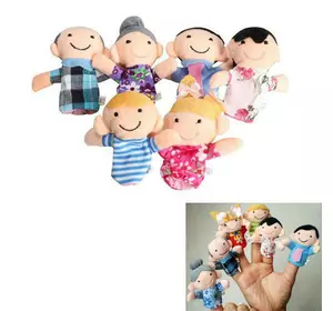 6x Мягкая игрушка на палец, семейка, кукольный театр