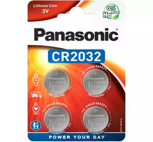 Батарейка Panasonic CR 2032 Lithium * 4 (CR-2032EL/4B)