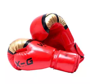 Перчатки боксерские размер 10Oz, запястье ширина 8.5 длина 20см, красно-золотые