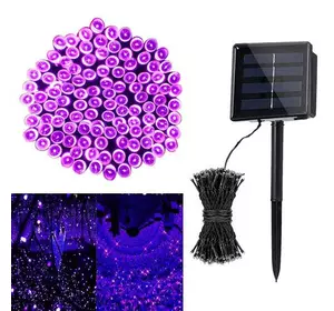 Садовый фонарь гирлянда 22м 200LED на солнечной батарее, фиолетовый
