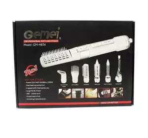 Фен стайлер для волос Gemei GM-4836 7 в 1 со сменными насадками